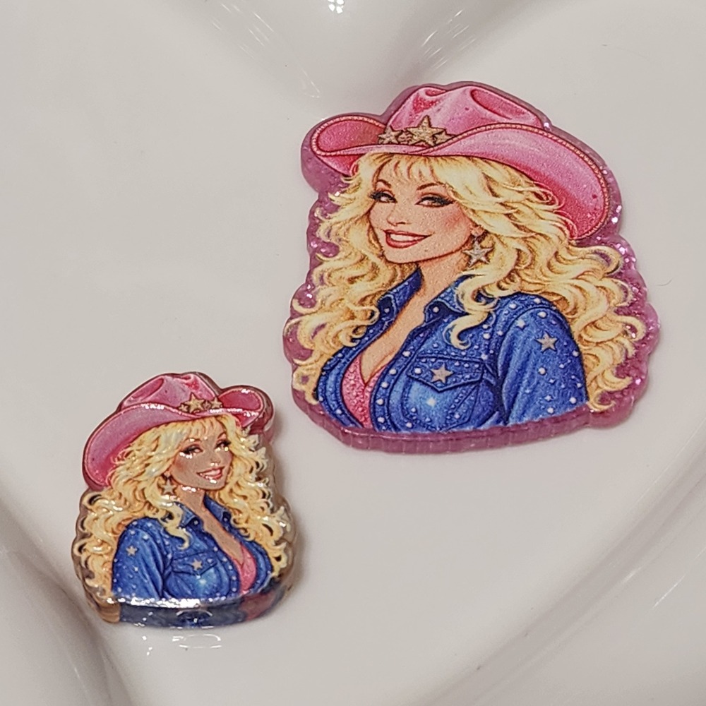 Doll Country Music Flatback Focal Bead Keychain Beaded Pen Badge Blue Icon